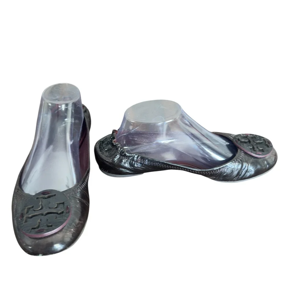 Tory Burch Reva Fig Port‎ Wine Patent Leather Ballet Flats Women Size 8